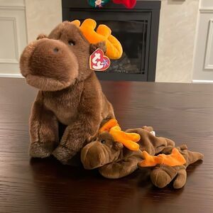 90s Vintage Chocolate the Moose Ty Original Beanie Buddy, Beanie Baby and Teeni…